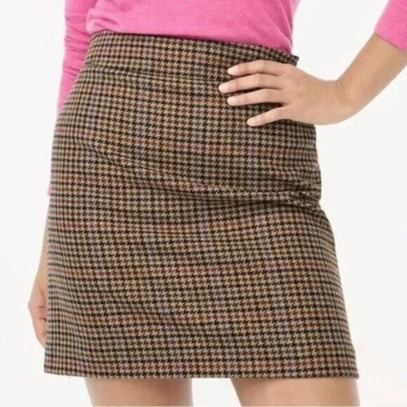 J.Crew Wool Blend Houndstooth Mini Skirt Womens Size 6 - Picture 1 of 9